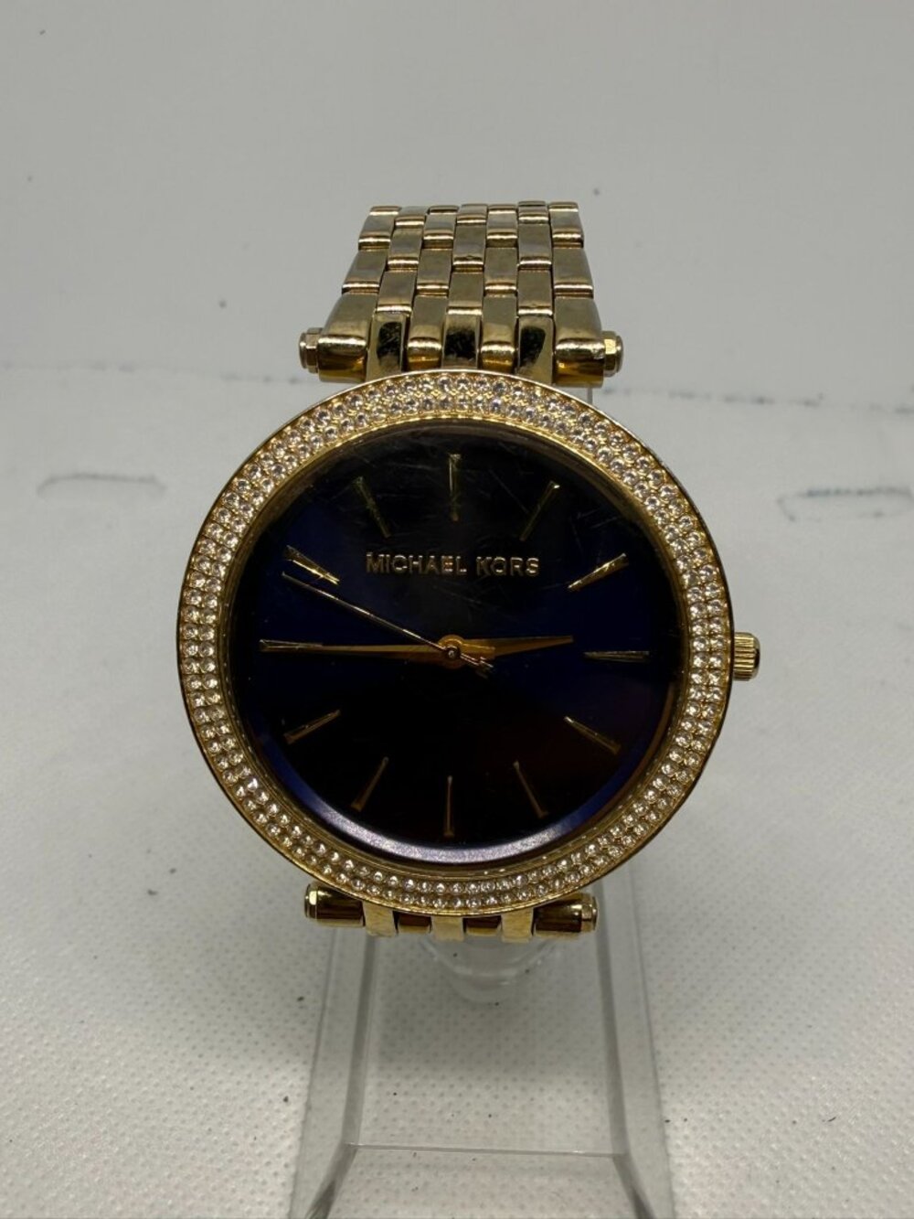 Michael Kors Darci MK3406 Women Gold-Tone Crystal Bezel Blue Dial Watch